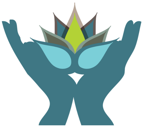 A hand cradles a lotus flower.